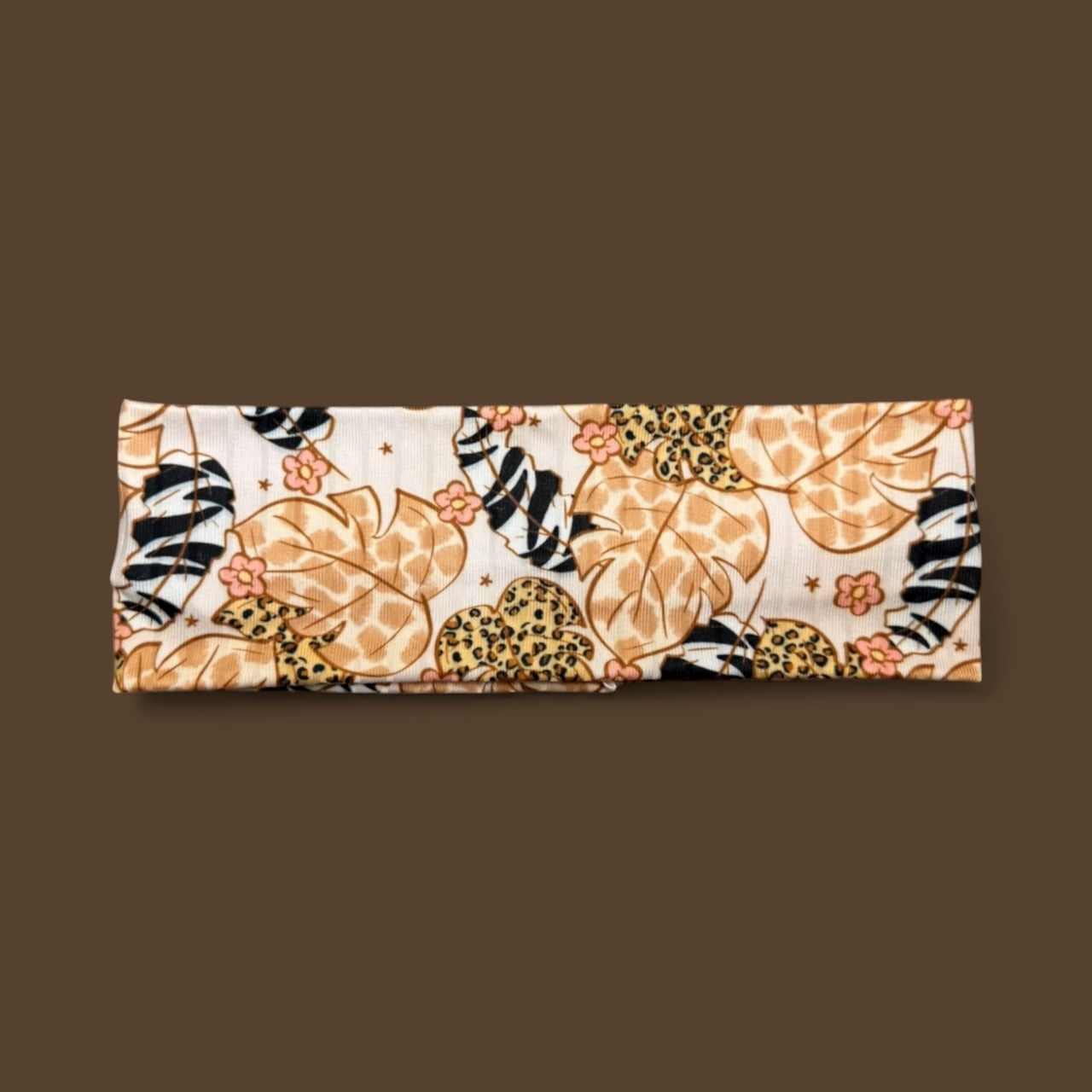 Wide Headband • Leafy Animal Print