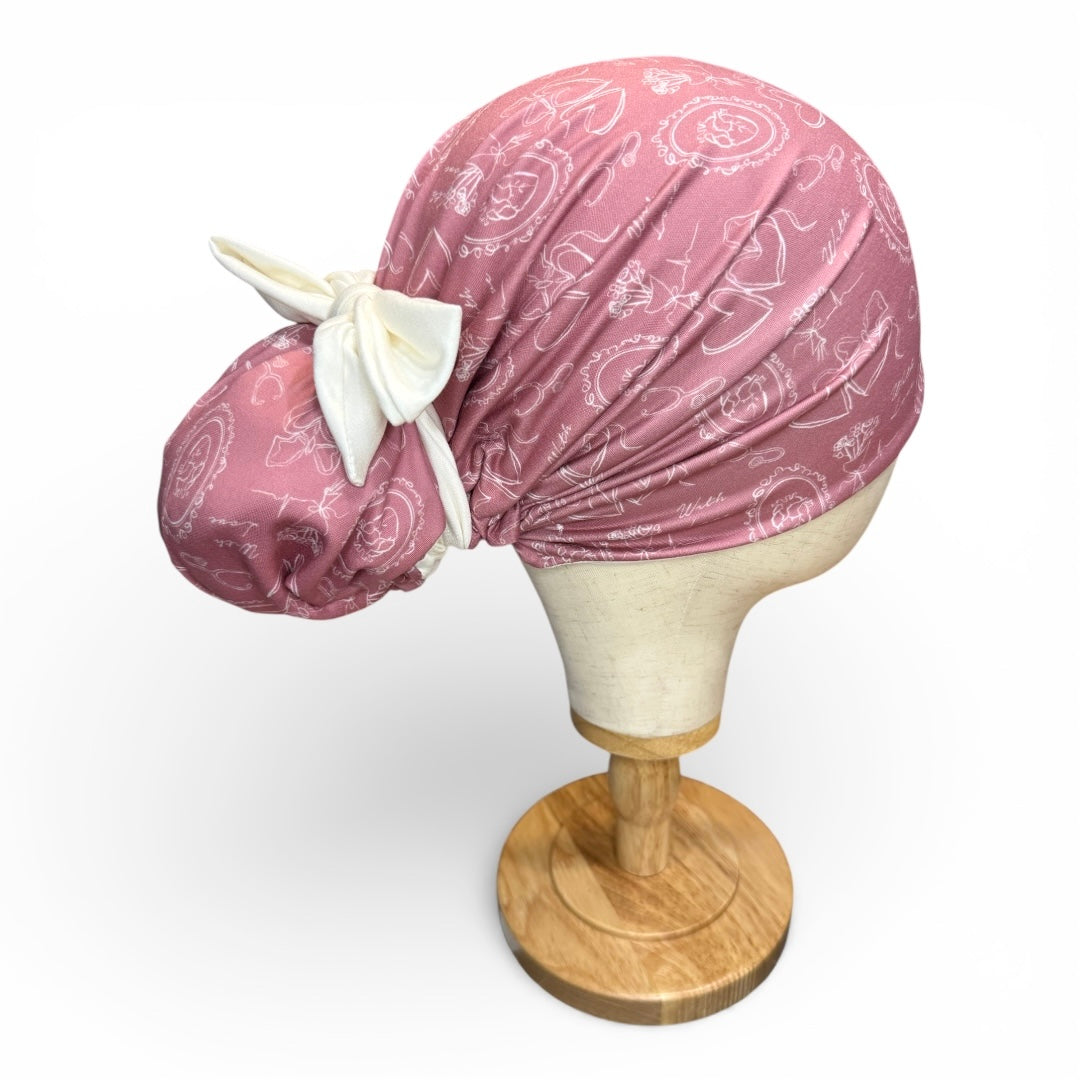 Scrub cap • Cardiac Pink & White