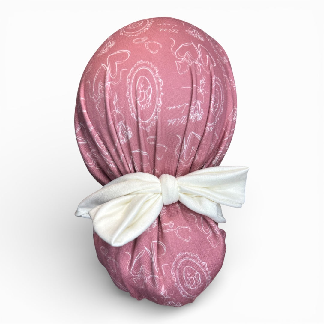 Scrub cap • Cardiac Pink & White